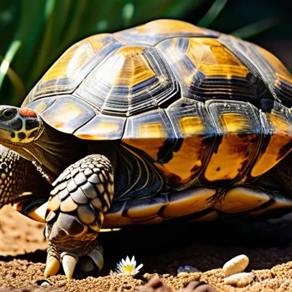 거북이 종류별 비교 - **Prompt for Terrestrial Tortoise:**
    "A majestic Hermann's tortoise (*Testudo hermanni*) with a ...