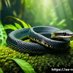 Home 22 독사가 독을 사용할 때의 조건 - A detailed tropical rainforest scene during a warm, humid day featuring a venomous snake partially c...