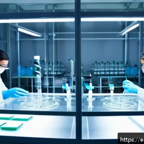 Home 30 독사 해독제 개발 현황 - A modern biotechnology laboratory scene focused on the production of snake antivenom using genetic e...