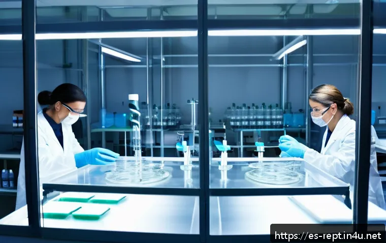독사 해독제 개발 현황 - A modern biotechnology laboratory scene focused on the production of snake antivenom using genetic e...